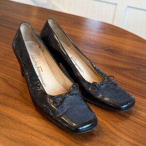 Salvatore Ferragamo Black Patent Leather Heels